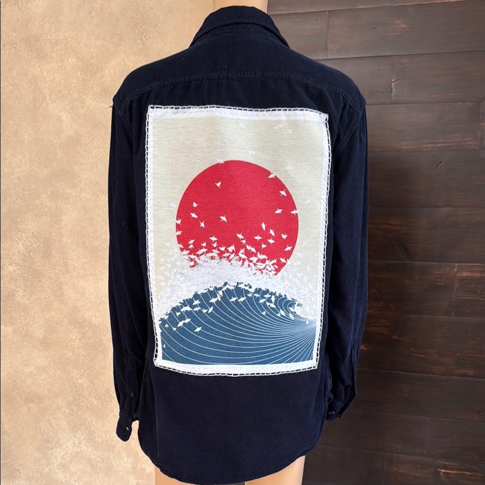 Ocean Navy Blue Corduroy Button Up  Shacket Size S